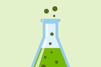 Illustration: blubbernde Chemikalie in einem Reagenzglas