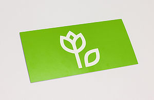 Grüne Grußkarte mit Blume Ⓒ HTW Berlin/Dennis Meier-Schindler Grüne Grußkarte mit Blume