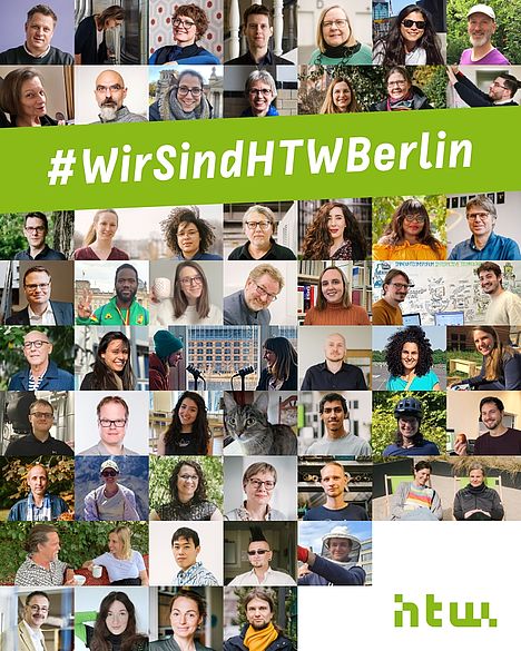 Plakat mit den Gesichtern von #WirsindHTWBerlin